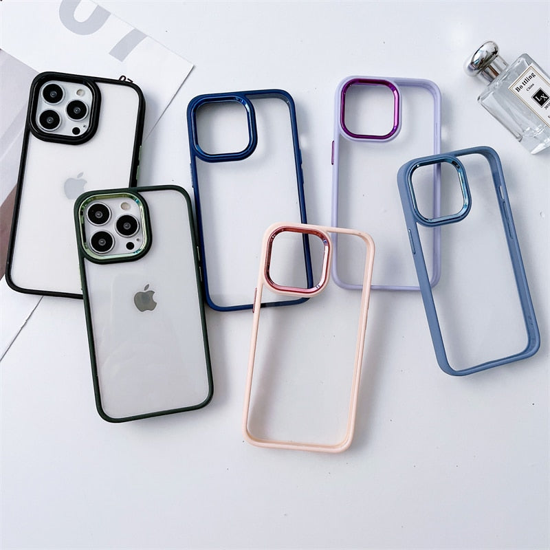 Color Bumper Metal Lens Frame Clear Case