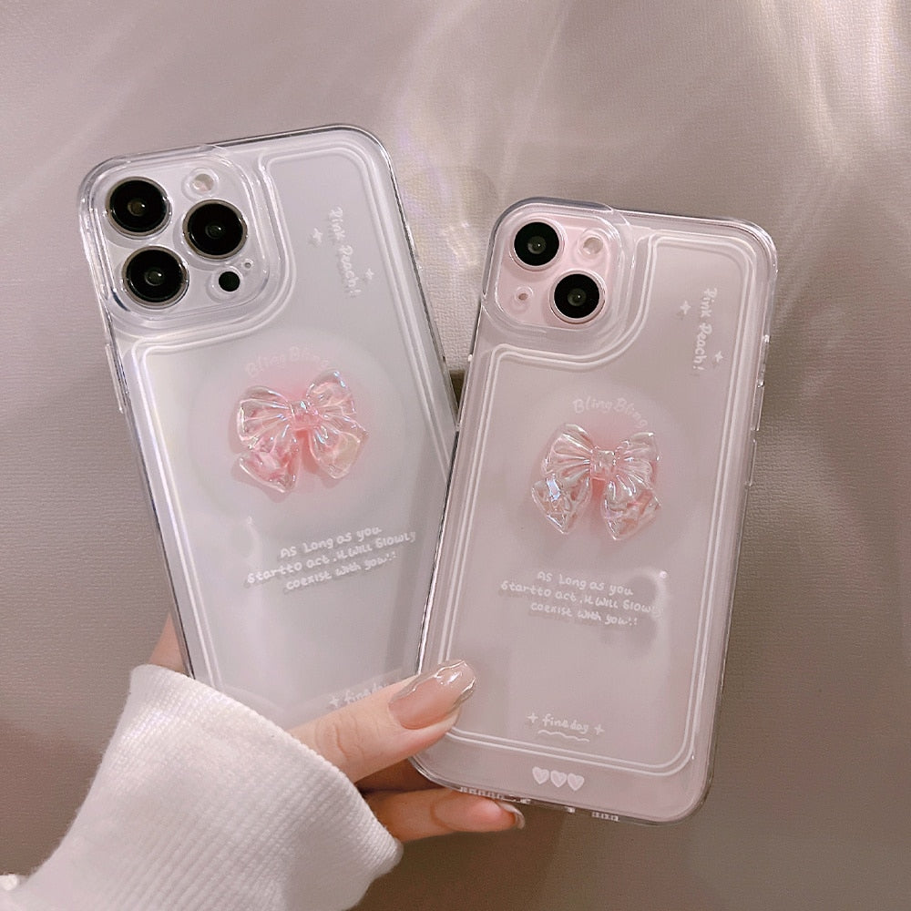 Pink 3D Bow Clear Case