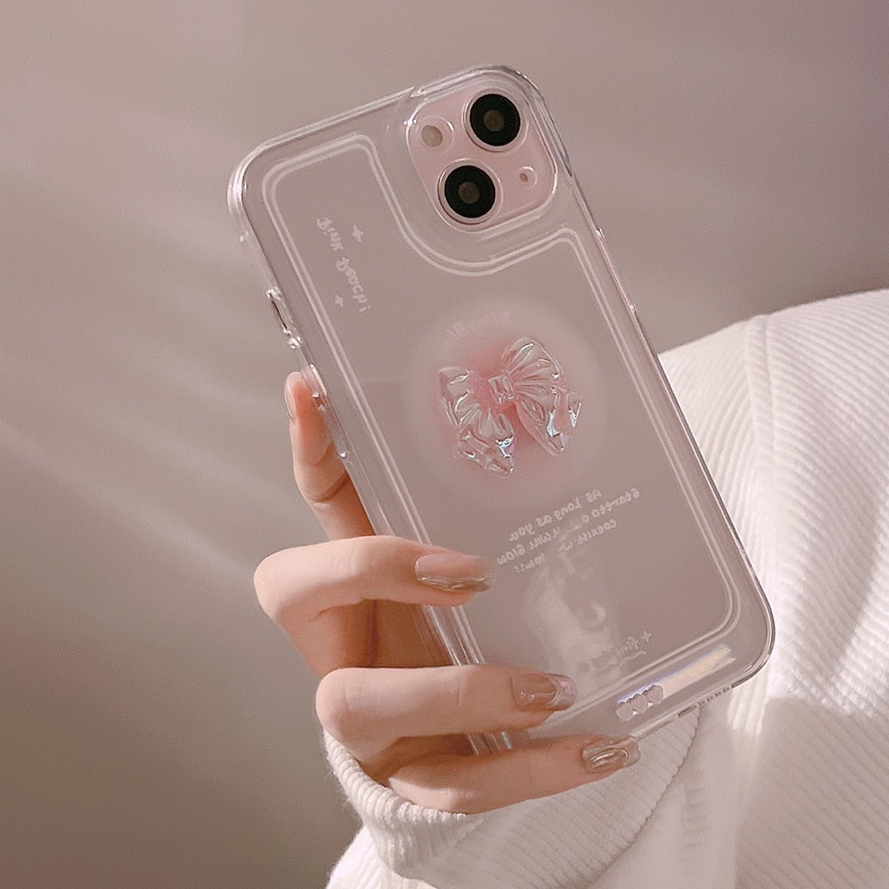 Pink 3D Bow Clear Case