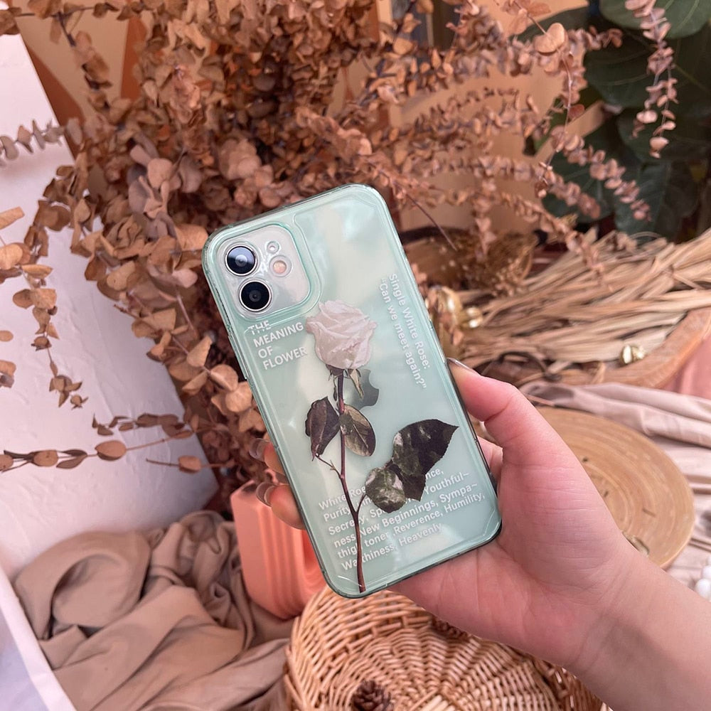 Graceful White Rose Clear Case