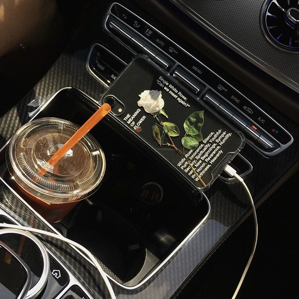 Graceful White Rose Clear Case