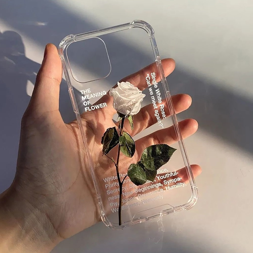 Graceful White Rose Clear Case