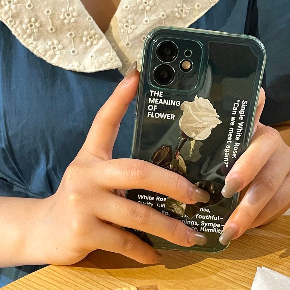 Graceful White Rose Clear Case