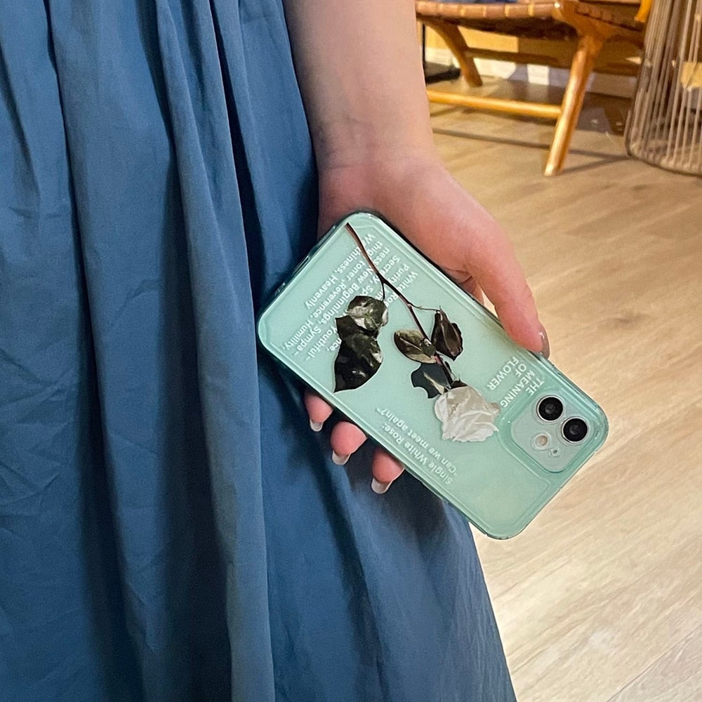 Graceful White Rose Clear Case