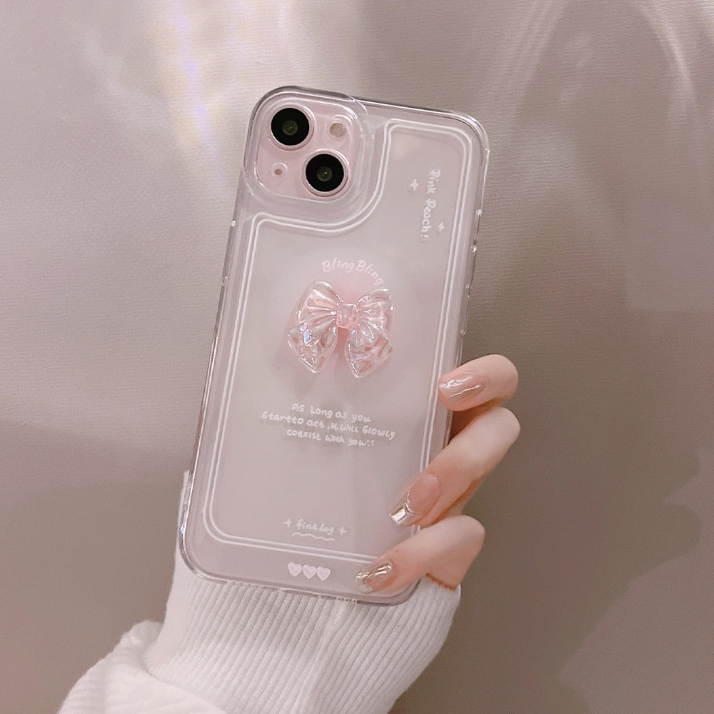 Pink 3D Bow Clear Case