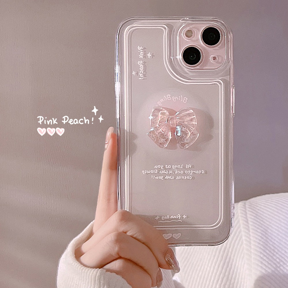 Pink 3D Bow Clear Case