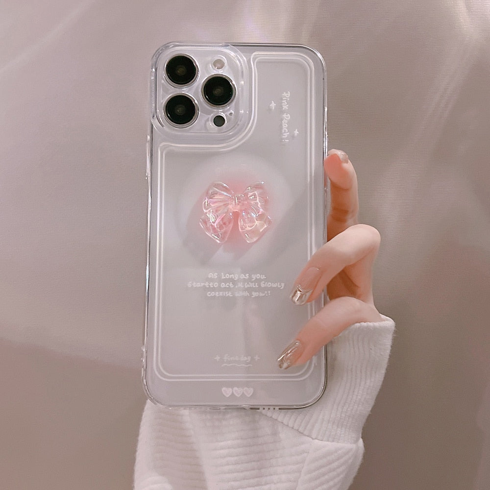 Pink 3D Bow Clear Case