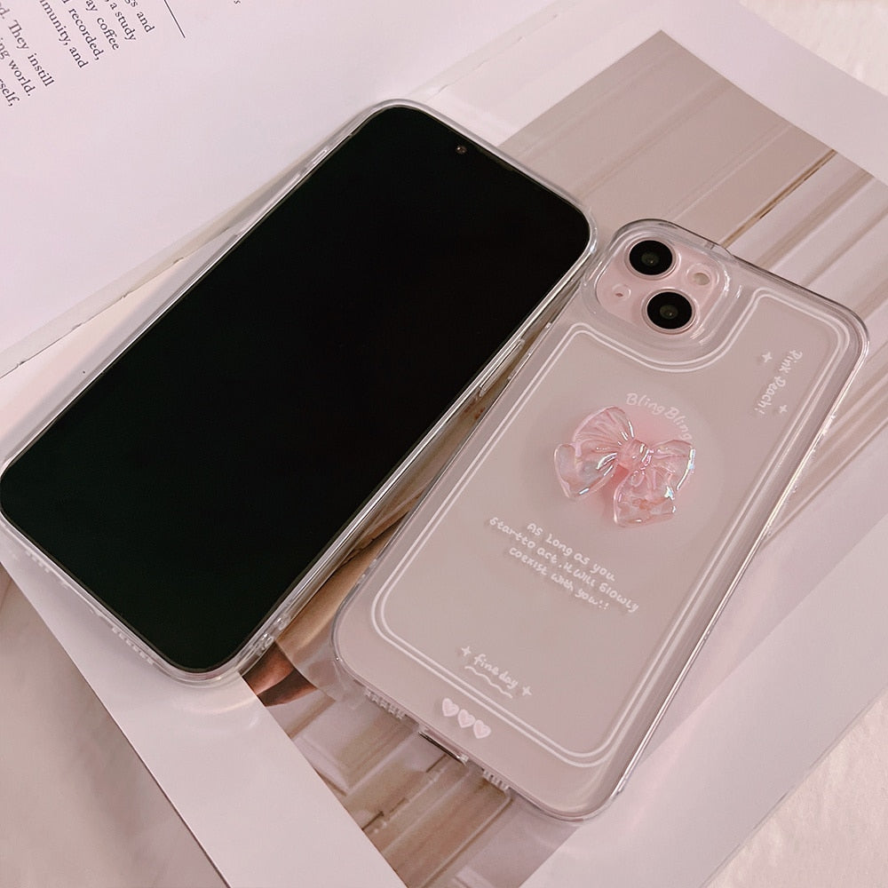 Pink 3D Bow Clear Case