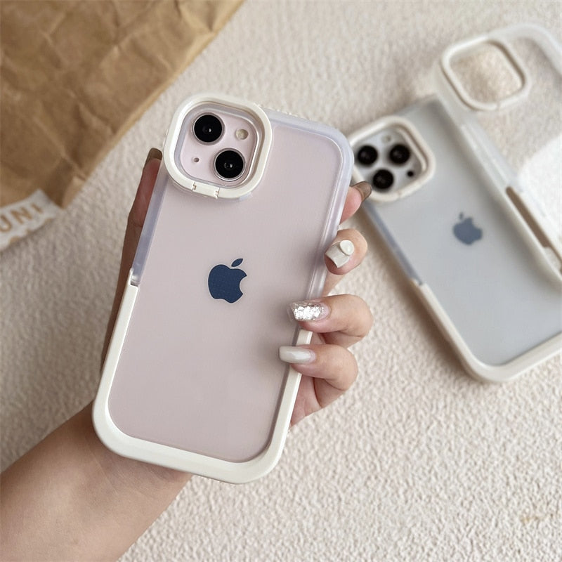 Shockproof Color Clear Case with Foldable Stand
